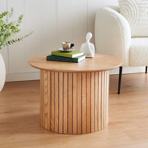 Coffee table round light oak - coffee,