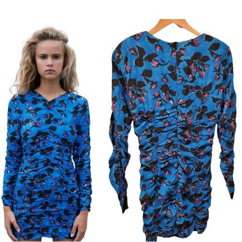 Zara blue floral print ruched - print,