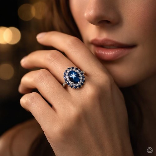 Star sapphire and diamond - a,