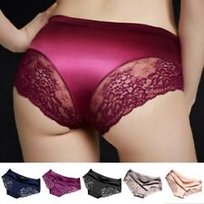 Shiny Satin Silky Knickers Sexy Briefs Women Underwear Lace Panties Seamless