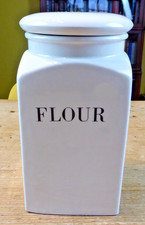 Vintage 1980s Habitat White Biscuit Barrel 9" high Ceramic Flour Jar