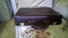 Vintage Moc Croc Ladies Lockable Briefcase Handbag 14 x 10 inches