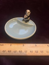 Vintage Wade Porcelain Zoo Whimtray Panda On Blue Tray 