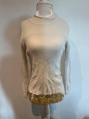 Primark cream ribbed high - ribbed, neck