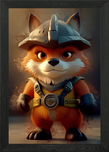 Cute fox warrior framed - warrior, wall