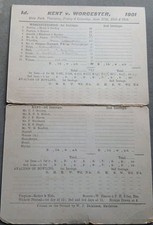 1901 Kent V Worcester Cricket Scorecard Programme Original As Seen Condition 