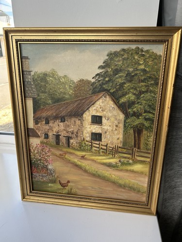 Vintage framed painting - painting, 'the