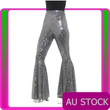 Ladies 70s Disco Silver Flared
