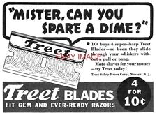 1937 Advert for TREET Safety Razor Blades Vintage Original Shaving Print Ad 735V