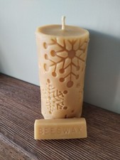 Large Pure Beeswax Snowflake Candle handmade, UK beeswax. Naturally scented 