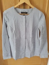 PAUL COSTELLOE Black label - black White Stripes shirt blouse S UK10 tuck front