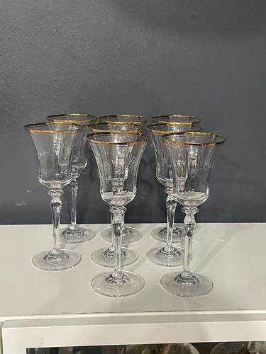 Vintage gold rim wine goblets - gold,
