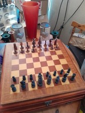 MIXED 1800s ANTIQUE CHESS SET,GERMAN TURNED BARLEYCORN & REGENCY STYLE SET,CHBRD