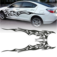 2x Car Racing Body Side Vinyl Decal Flame Graphics Stripes Sticker Decoration