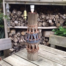 Old Vintage Retro Mid Century Italian Pottery Table Lamp 19” Tall Working