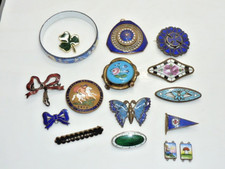 Job Lot Vintage Modern Jewellery Enamel Silver Brooches Bangle Michaela Frey