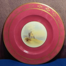 Large Royal Worcester Hand Painted Cabinet Plate Of  Castle  26cm