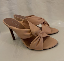 Reiss Ella Pale Pink Leather Heels Mule Strapless Sandal UK 4 EU 37 Party Shoes