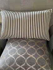 Black cream ticking  Cushion cover  20" x 12" Zip opening plain backing