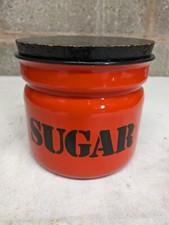 Vintage Large Red Enamel Sugar