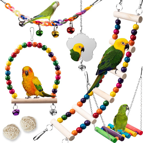 Bird toys for parakeets - bird, 7pcs