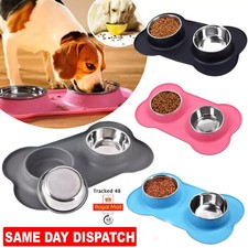 Double Pet Dog Bowls Food