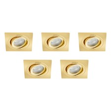 Litecraft Recessed Downlight Tiltable Square Spotlight in Satin Brass - 5 Pack  
