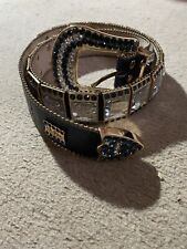 Swarovski Jewelled Belt , Deep Blue Leather By b b Simon , California, Vintage