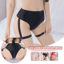 Lady Oil Shiny Panties Glossy Suspender Garter Trousers Brief Knickers Underpant