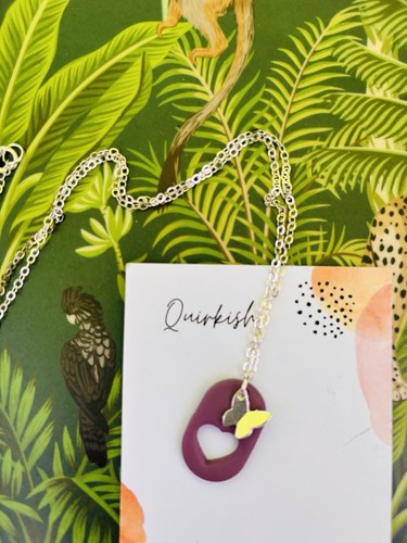Quirkish purple resin heart - resin,