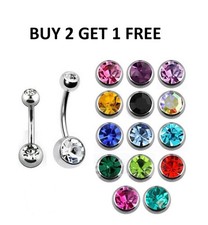 Double Gem Belly Bar Navel