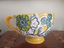 Anthropologie Elka Ayaka floral footed pedestal twisted handle mug