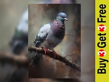 Pigeon on Branch Oil Painting
