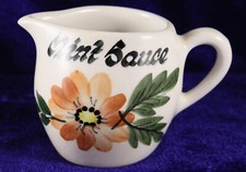 Toni Raymond Pottery Hand painted mint sauce 2.5 inches tall orange flower