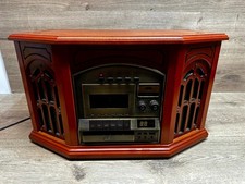 VintageStyle CD Cassette Tape Record AM/FM Radio Player Hi-Fi Stereo Wooden Case