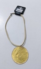 Primark Opia Beige Cord Necklace with Gold Shell Like Pendant Costume Jewellery