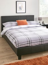 Marston Faux Leather Bed Frame Double Black Sleek and Modern Bedroom Furniture