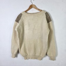 Vintage McKennas Jumper Mens Medium Beige Wool Fisherman Chunky Knit Sweater