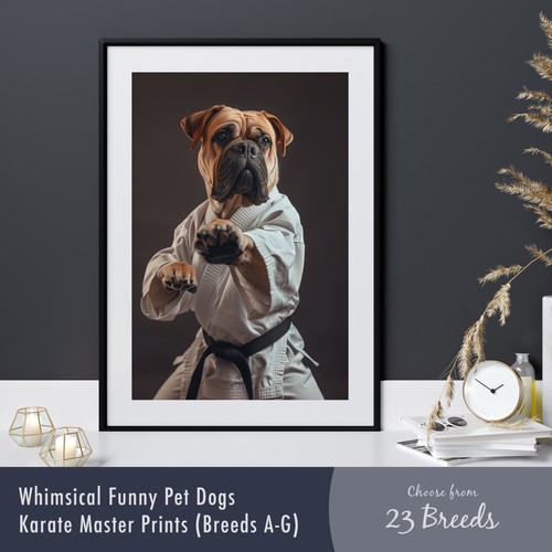 Karate dog print - print, a-g)
