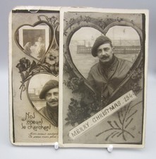 2 x WW2 Photographs / Postcards of R.A. Soldier in France in 1944 - Inc. Family