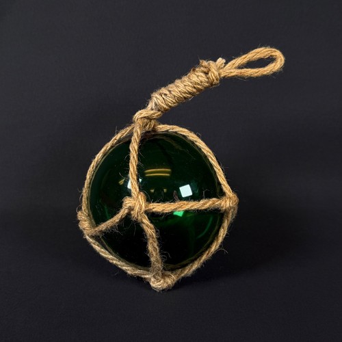 Green handblown glass ball - handblown,