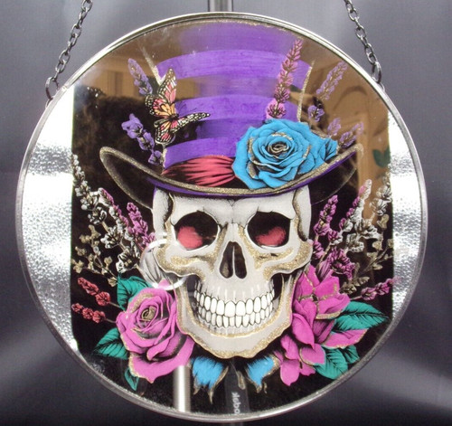 Skull roses etched on 25cm - skull,
