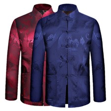 Men Traditional Chinese Tang Suit Coat Jacket Kung Fu Tai Chi Uniform Dragon Hot