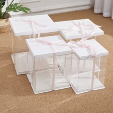 Large Clear Gift Boxes Cake Candy Packaging Transparent PVC Box Wedding Favors