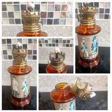 Mini Glass Lamp - Oil. Paraffin  Amber Brown Glass