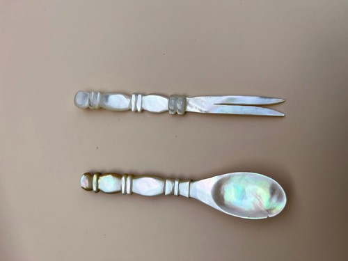 Mother pearl spoon fork - pearl,