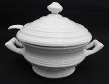 Vintage Italian White Ceramic Gravy / Soup / Sauce Tureen With Ladle