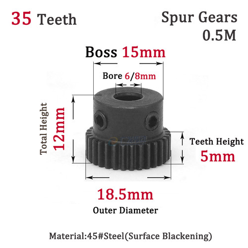 35t spur gears - 0.5m,
