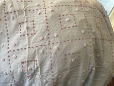 wh /mauve pink Candlewick hand tufted coverlet bedspread 90x108 antique ART