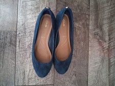 Clarks blue suede low - suede, wedge